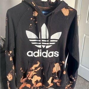 Adidas Black and Orange Splatter Hoodie- Acid/ bleach wash custom dye